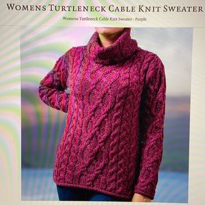 Women’s Merino Wool Turtleneck Cable Knit Sweater